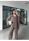 Fav Tensel Kumaş Oversize Vizon Palazzo Takım