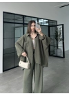 Fav Tensel Kumaş Oversize Haki Palazzo Takım