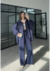 Fav Tensel Kumaş Oversize Lacivert Palazzo Takım