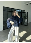 Loya Bağlamalı Lacivert Şifon Bluz