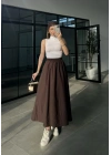 Poplin Kumaş Cepli Kahve Etek
