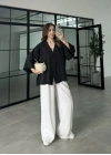 Sofi Tek Düğme Oversize Tensel Siyah Gömlek