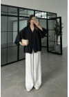 Sofi Tek Düğme Oversize Tensel Siyah Gömlek