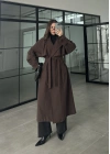 Cool Oversize Astarlı Premium Kahve Kuşaklı Trençkot