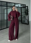 Modal Kumaş Yarasakol Oversize Bordo Takım