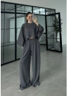 Modal Kumaş Yarasakol Oversize Antrasit Takım