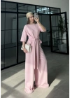 Önden Bağlamalı Model Kumaş Pembe Takım