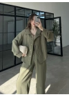Boyundan Parçalı Haki Bomber Takım