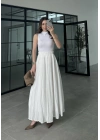 Vual Beli Lastikli Beyaz Kraş Etek