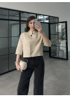 Astarlı Crop Taş Keten Ceket