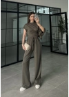 Zr Model Modal Kumaş Tek Kol Yarasa Haki Büzgülü Takım