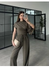 Zr Model Modal Kumaş Tek Kol Yarasa Haki Büzgülü Takım