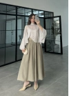 Puantiyeli Şifon Beyaz Panço Bluz