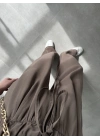 Alen Beli Lastikli Kahve Tensel Pantolon