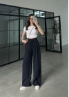 Alen Beli Lastikli Lacivert Tensel Pantolon