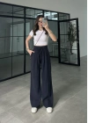 Alen Beli Lastikli Lacivert Tensel Pantolon