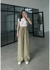 Alen Beli Lastikli Mint Tensel Pantolon