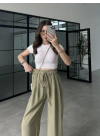 Alen Beli Lastikli Mint Tensel Pantolon