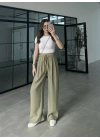 Alen Beli Lastikli Mint Tensel Pantolon