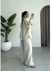 Anna Oversize Keten Bej Palazzo Takım