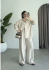 Anna Oversize Keten Bej Palazzo Takım