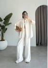 Anna Oversize Keten Ekru Palazzo Takım