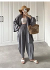 Antrasit Gofre Kimono Takım