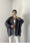 Antrasit Oversize Tensel Gömlek