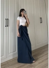 Anvelop Keten Uzun Lacivert Etek