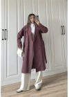 Aria Kuşaklı Astarlı Premium Bordo Trençkot