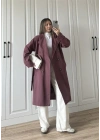 Aria Kuşaklı Astarlı Premium Bordo Trençkot
