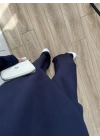 Asimetrik Kesim Oysh Kumaş Lacivert Takım