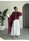 Asimetrik Modal Kumaş Bordo Bluz