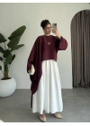 Asimetrik Modal Kumaş Bordo Bluz