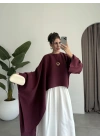 Asimetrik Modal Kumaş Bordo Bluz