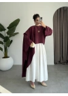 Asimetrik Modal Kumaş Bordo Bluz