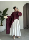 Asimetrik Modal Kumaş Bordo Bluz