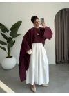 Asimetrik Modal Kumaş Bordo Bluz