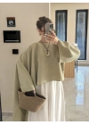 Asimetrik Modal Kumaş Çağla Yeşili Bluz