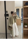 Asimetrik Modal Kumaş Çağla Yeşili Bluz