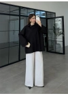Asimetrik Yaka Oversize Siyah Gömlek