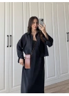 Askılı Siyah İkili Gömlek Elbise