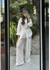 Atina Oversize Basic Beyaz Keten Takım