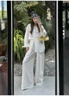 Atina Oversize Basic Beyaz Keten Takım