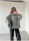 Atkılı Pinterest Gri Hırka