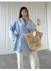 Bebe Mavi Yandan Bağlamalı Gabardin Kimono Ceket