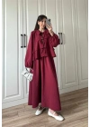 Bebe Yaka Tasarım Bordo Modal Etekli Takım