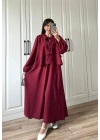 Bebe Yaka Tasarım Bordo Modal Etekli Takım