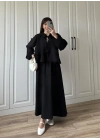 Bebe Yaka Tasarım Siyah Modal Etekli Takım