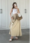Bej Krinkıl Gofre Astarlı Etek